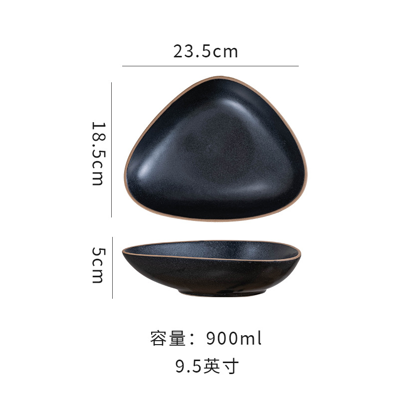 復古個性粗陶三角盤