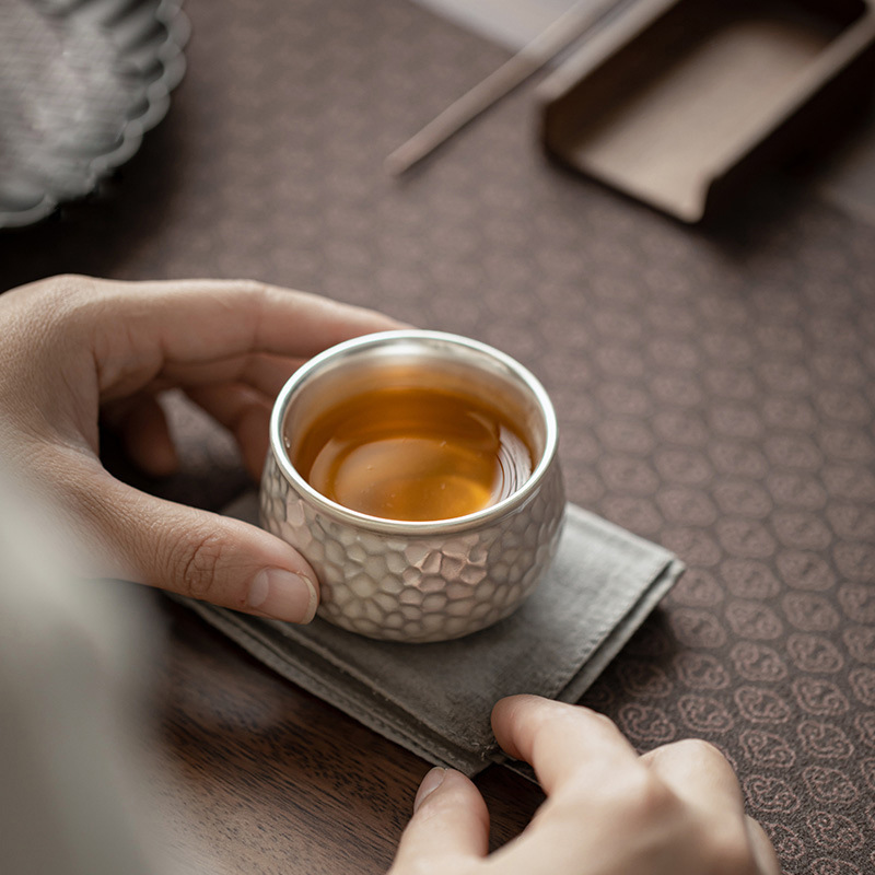 鎏銀錘紋品茗杯功夫茶具