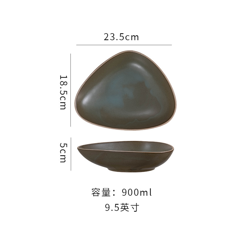 復古個性粗陶三角盤