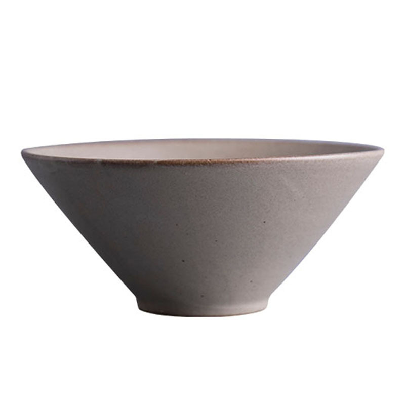 日式手工粗陶斗笠碗