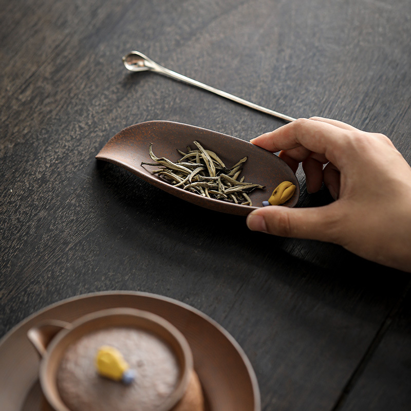 粗陶佛手茶則茶道配件