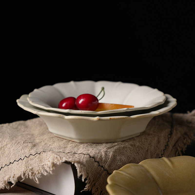 日式復古反口花邊盤子