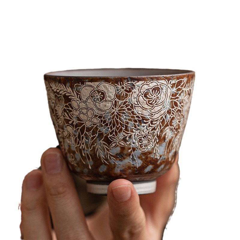 復古老岩泥陶瓷沉香杯