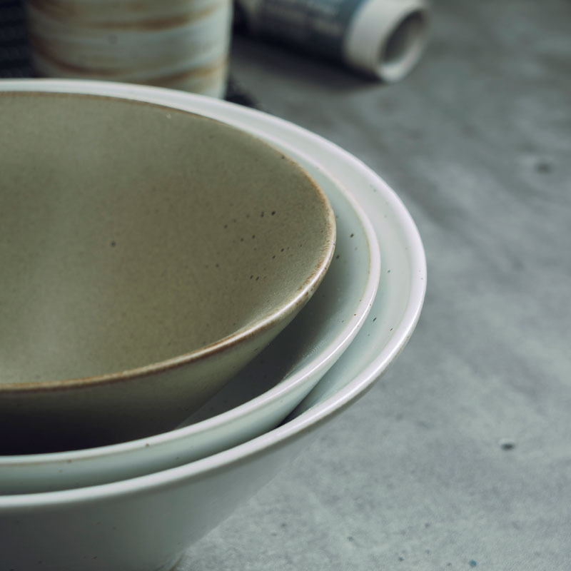 日式手工粗陶斗笠碗