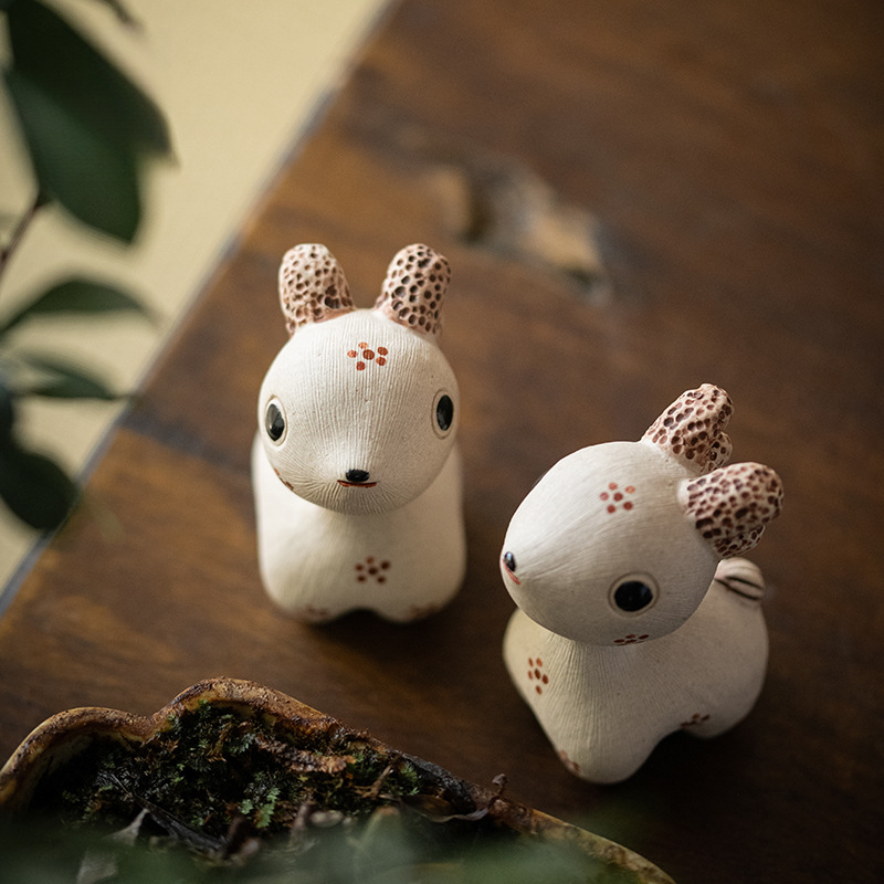 紫砂白段泥茶寵小擺件