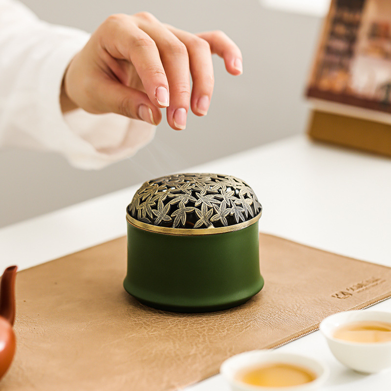 竹節陶瓷香爐創意茶道擺件禪意小香爐