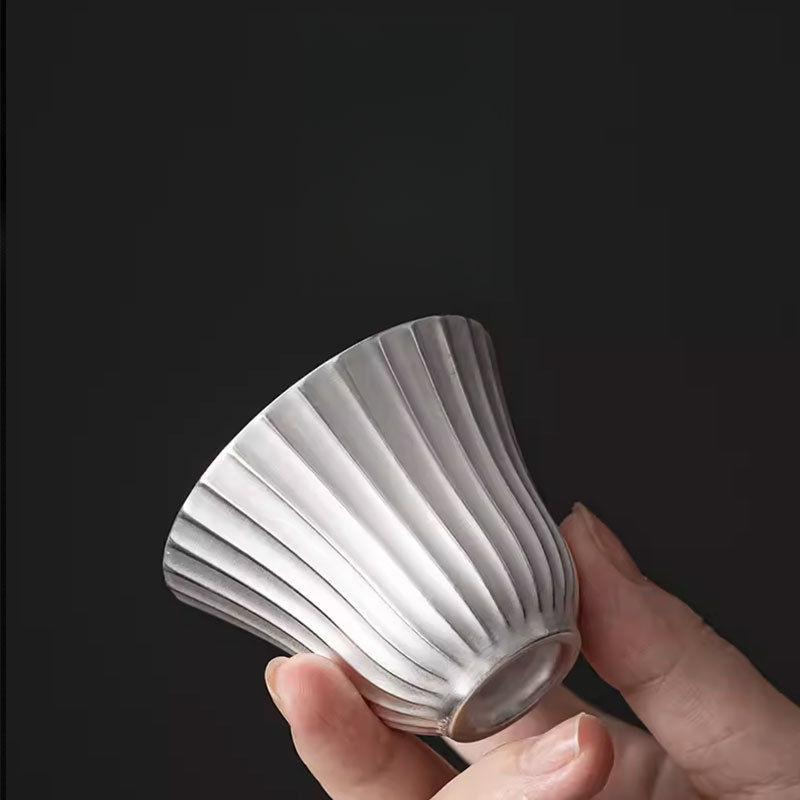 條紋陶瓷鎏銀品茗杯