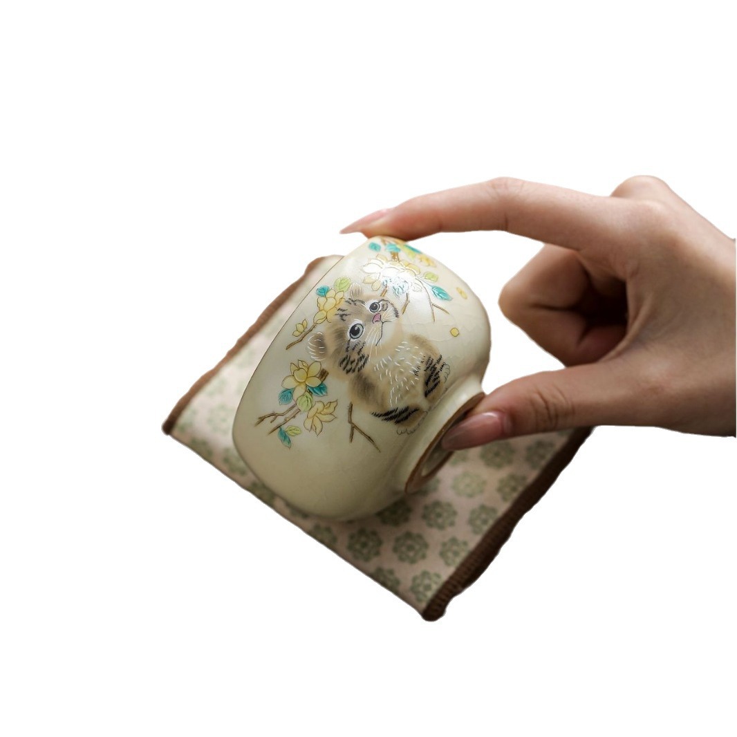 汝窯萌貓羅漢杯