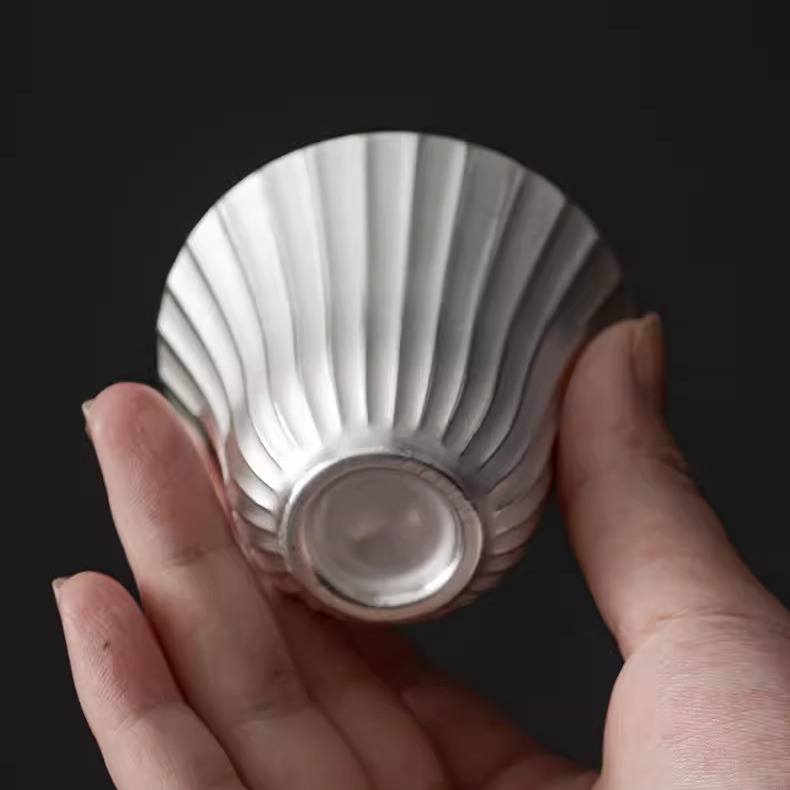 條紋陶瓷鎏銀品茗杯