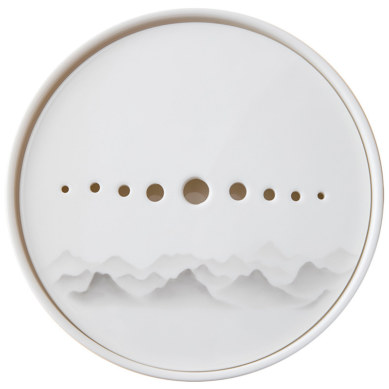 羊脂玉圓形水墨白瓷茶盤干泡臺