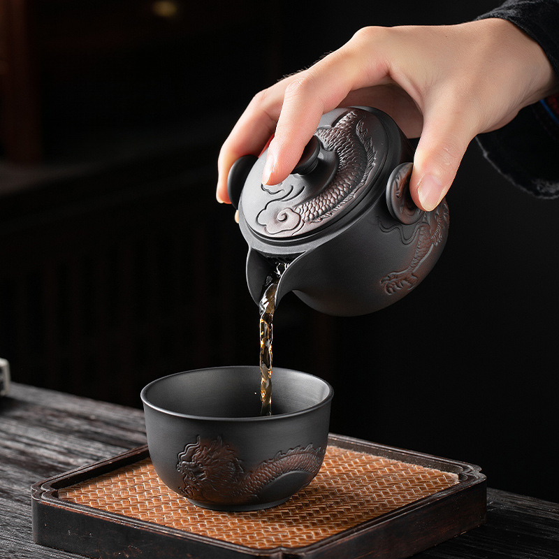 快客杯一壺一杯紫陶手抓泡茶壺