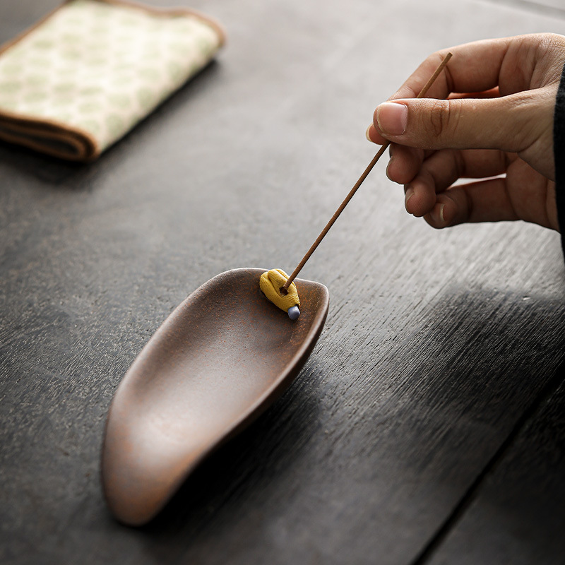 粗陶佛手茶則茶道配件