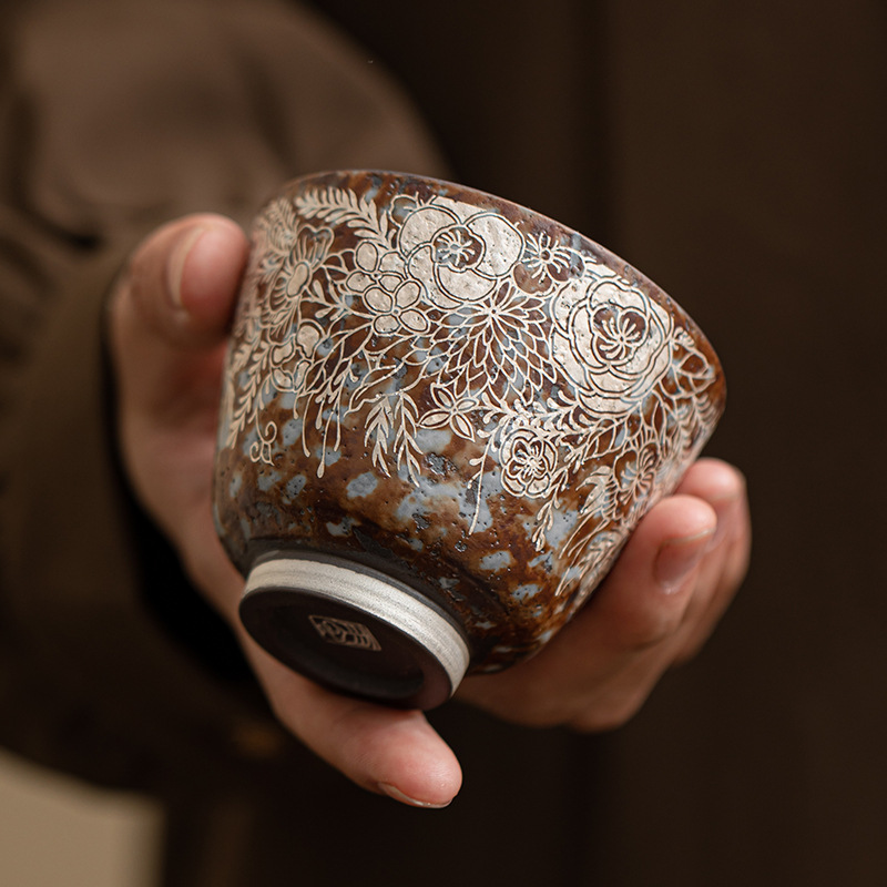 復古老岩泥陶瓷沉香杯