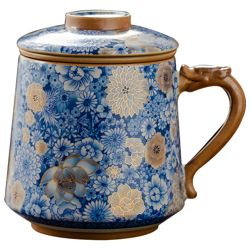 繁花龍柄辦公杯高顏值馬克杯