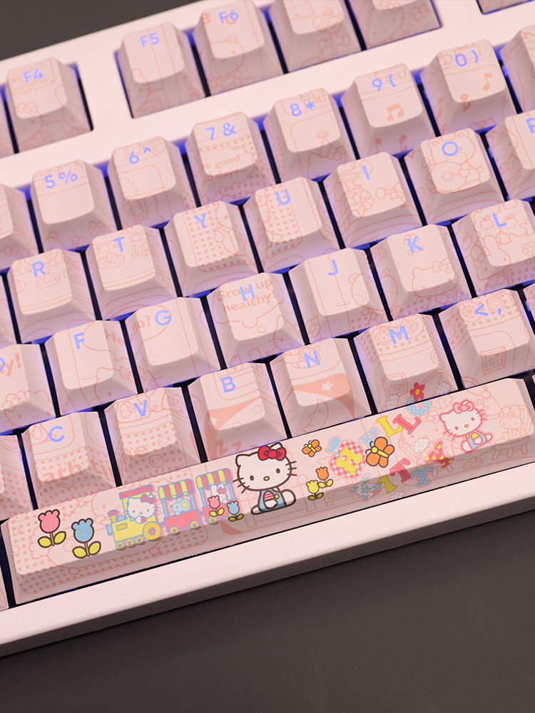 凱蒂貓Hello Kitty透光RGB108鍵標準配列衛星軸鍵帽
