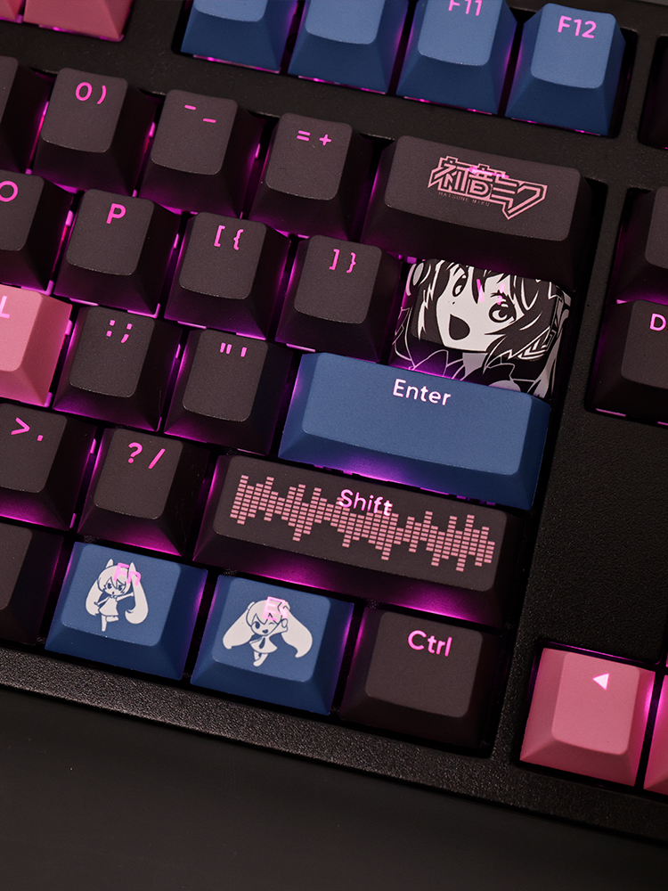 初音未來miku公主殿下透光RGB108鍵標準配列衛星軸鍵帽-ZUIHANG SHOP