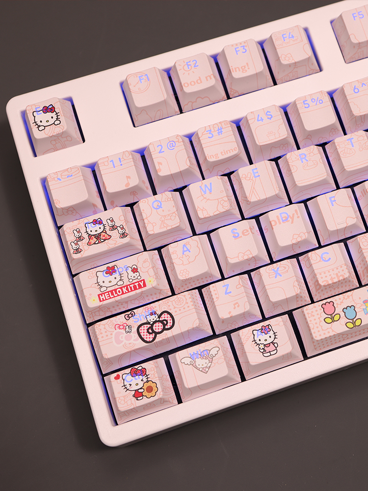 凱蒂貓Hello Kitty透光RGB108鍵標準配列衛星軸鍵帽-ZUIHANG SHOP