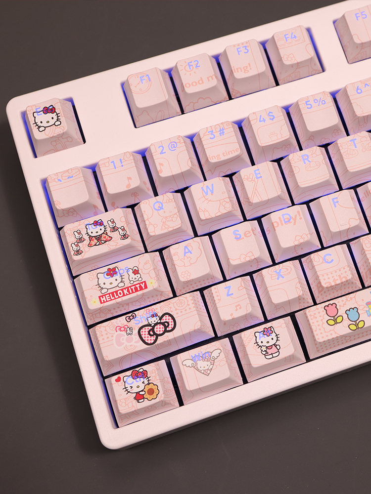 凱蒂貓Hello Kitty透光RGB108鍵標準配列衛星軸鍵帽-ZUIHANG SHOP