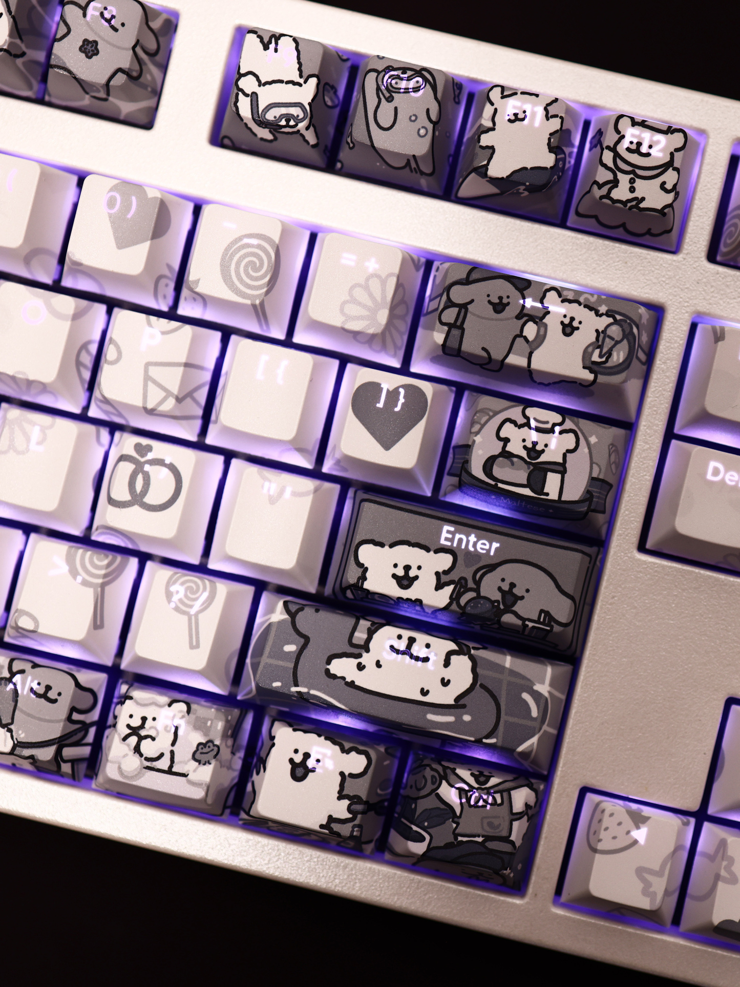 線條小狗透光RGB108鍵標準配列衛星軸鍵帽-ZUIHANG SHOP