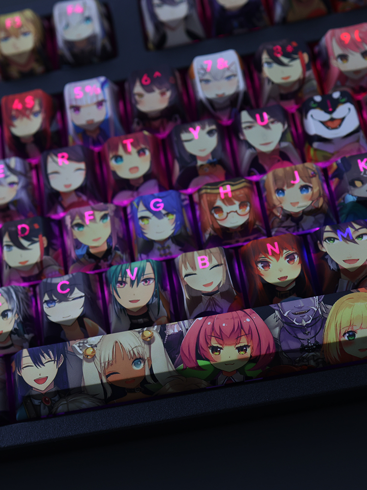 彩虹社全角色透光RGB108鍵標準配列衛星軸鍵帽-ZUIHANG SHOP