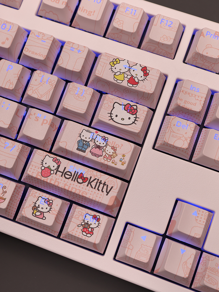 凱蒂貓Hello Kitty透光RGB108鍵標準配列衛星軸鍵帽-ZUIHANG SHOP
