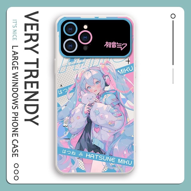 蘋果 系列初音未來液態大視窗全包矽膠防摔軟殼