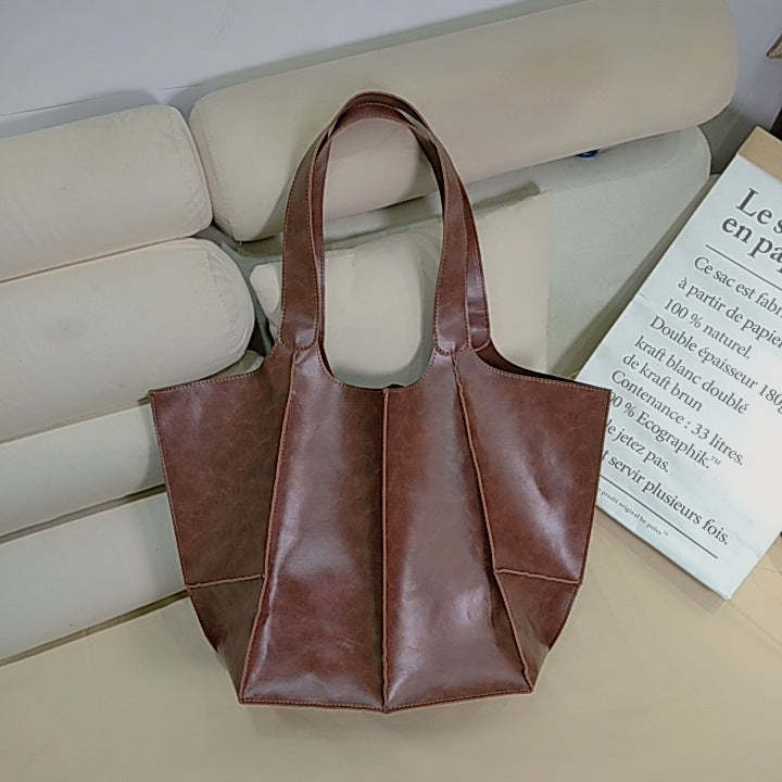 Oil Wax Leather Large Capacity Tote Bag mySite