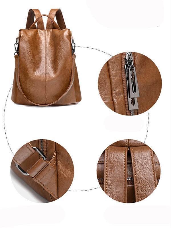 Soft Leather Anti-Theft Backpack mySite