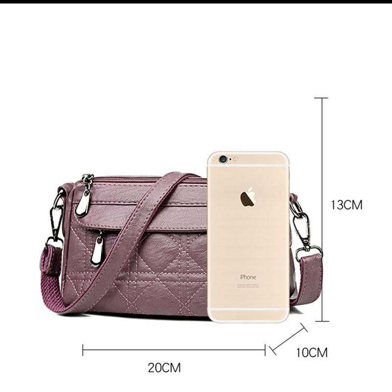 Ladies double-layer large capacity diagonal shoulder bag washed soft leather pouch mySite