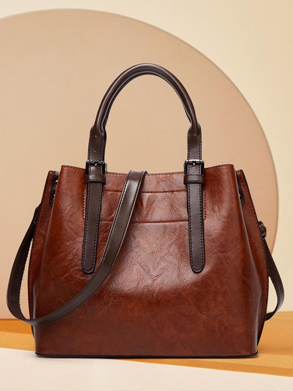 Vintage Crossbody One Shoulder Large Capacity Tote Leather Bag mySite