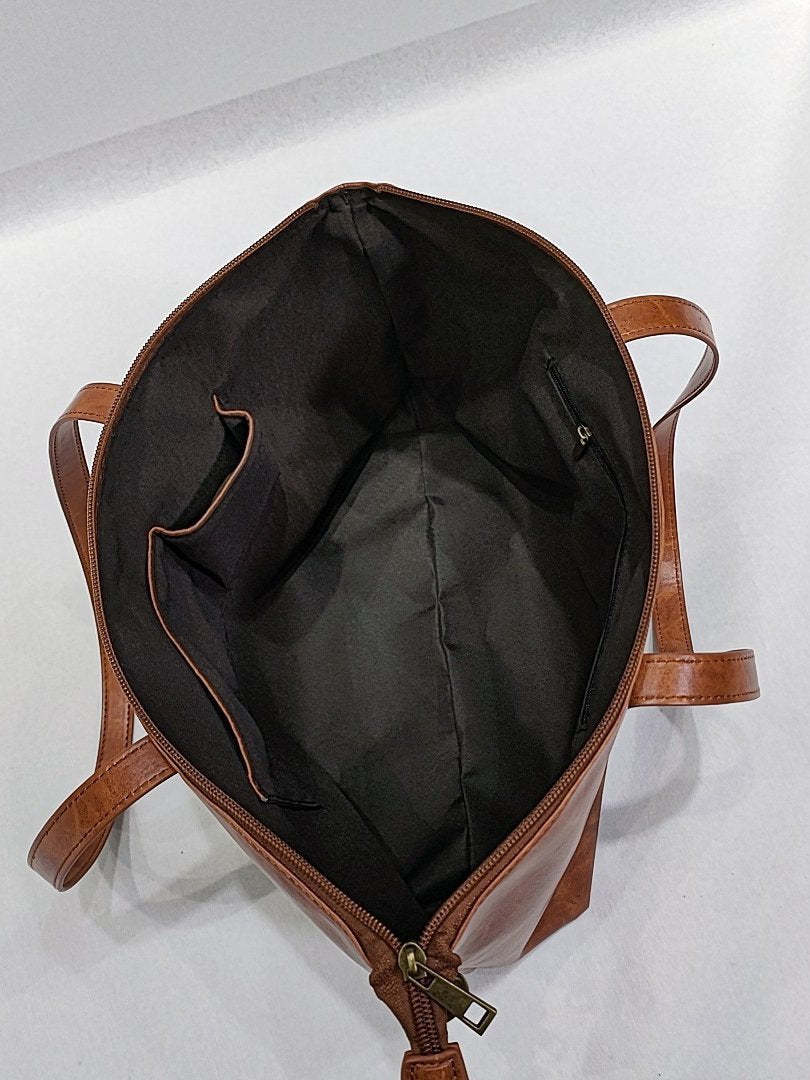 European and American vintage oil wax leather large capacity tote bag mySite