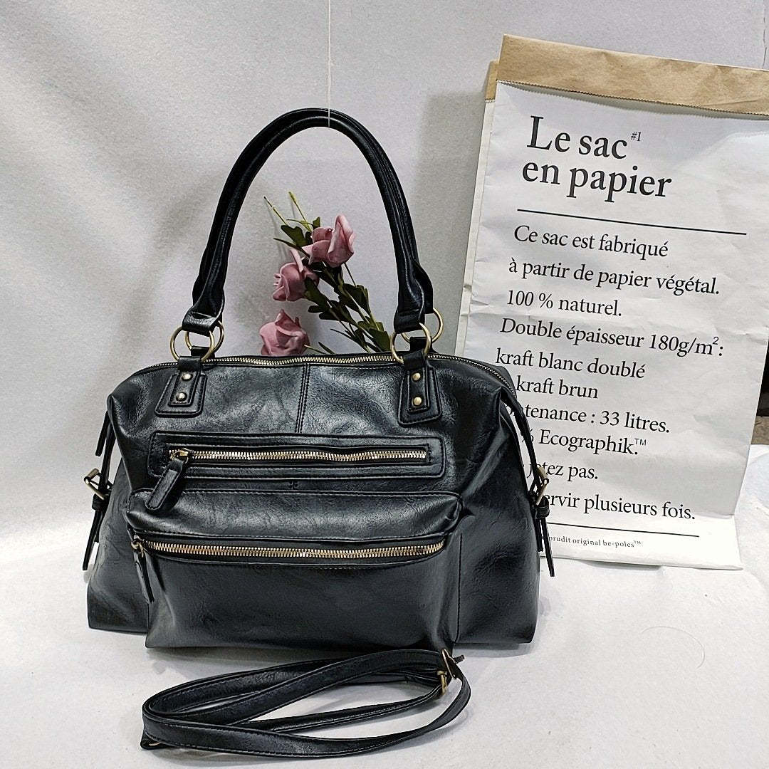 Retro Oil Leather Wax Single Shoulder Slung Woman Bag mySite