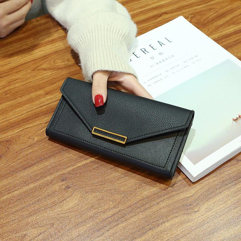 Multifunctional buckle solid color wallet mySite