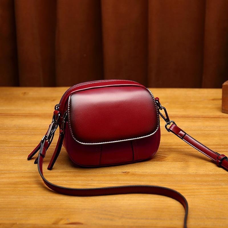 Leather retro single shoulder diagonal bag small square bag mySite