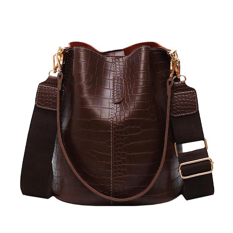Crocodile pattern single shoulder bucket bag large capacity broadband messenger bag mySite