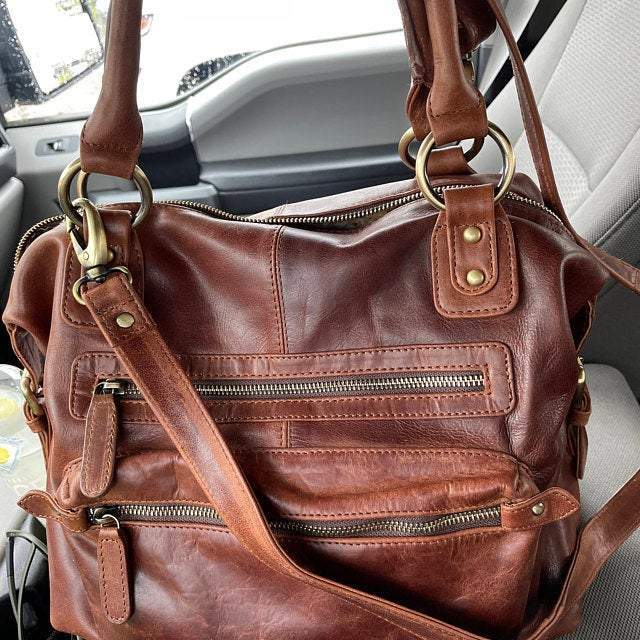 Retro Oil Leather Wax Single Shoulder Slung Woman Bag mySite