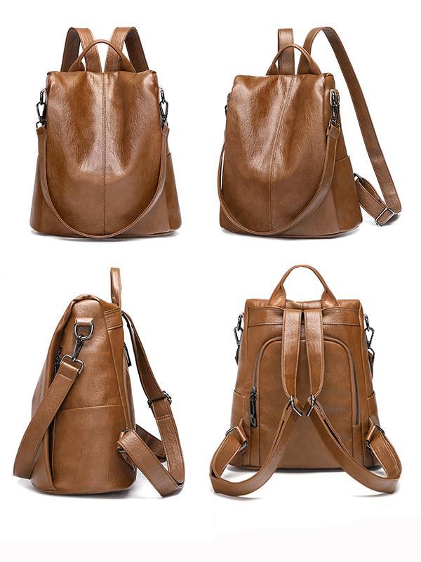 Soft Leather Anti-Theft Backpack mySite
