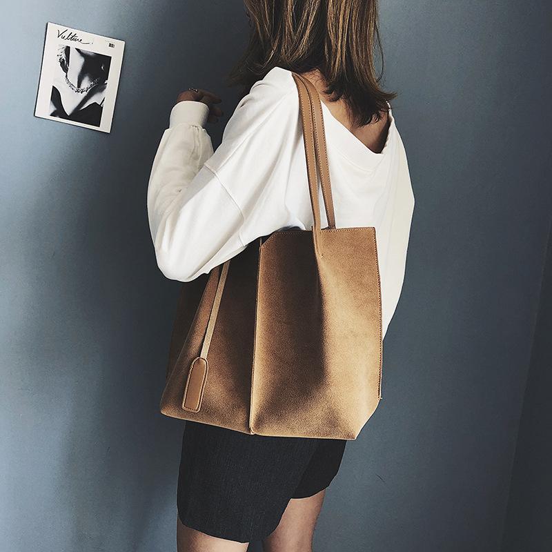 Large Capacity Simple Frosted Bucket Bag mySite