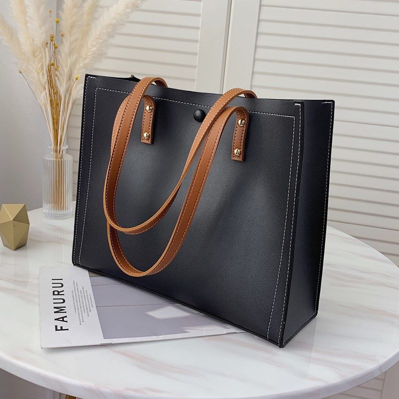 Ladies Leather Solid Color Plain Handbag mySite