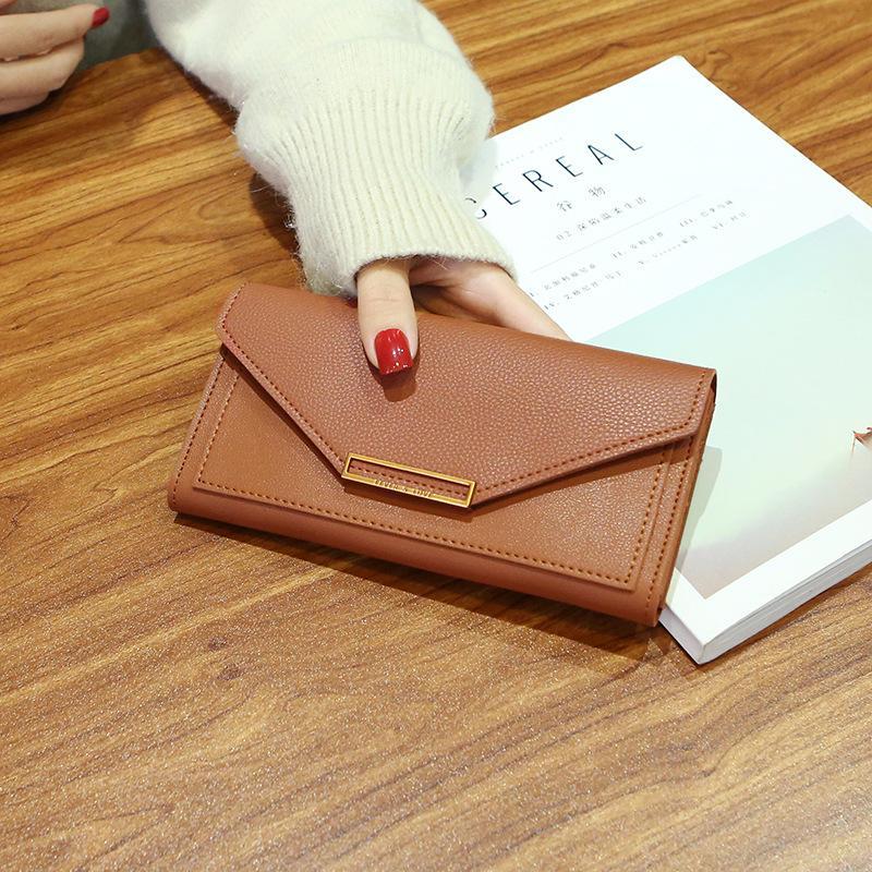 Multifunctional buckle solid color wallet mySite