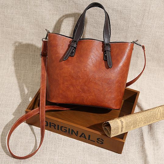 Ladies retro handbag wild large-capacity bucket bag retro single shoulder messenger bag mySite