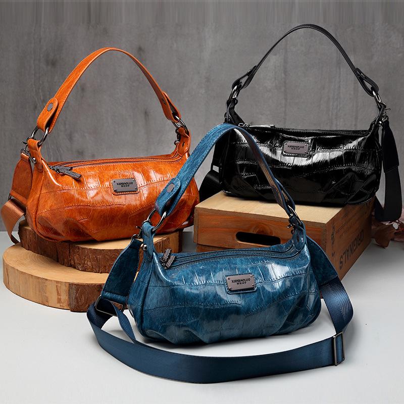 Retro style one-shoulder, cross-slung cloud crease bag mySite