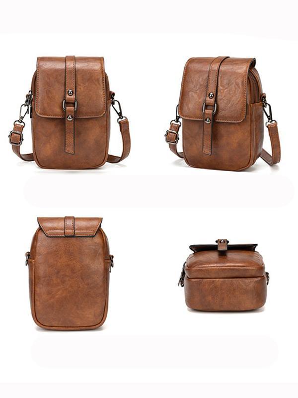 Retro Oil Wax Pu Shoulder Messenger Bag mySite