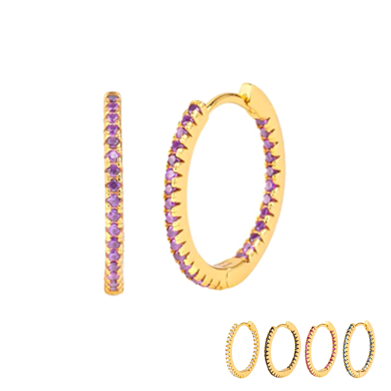 Minimalist 100% 925 Silver Exquisite Color Hoop Earrings  Women's Fashion Popular High-quality Jewelry Birthday Prom Giftss