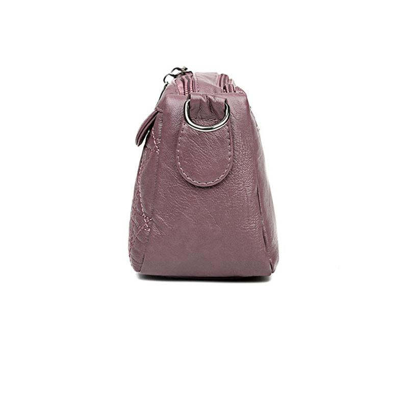 Ladies double-layer large capacity diagonal shoulder bag washed soft leather pouch mySite