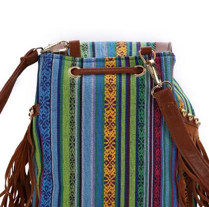 Ladies ethnic cloth bag casual fashion tassel backpack mySite