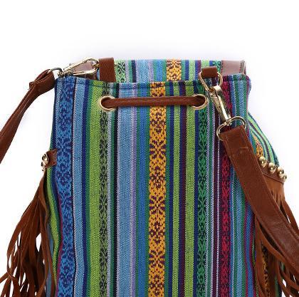 Ladies ethnic cloth bag casual fashion tassel backpack mySite
