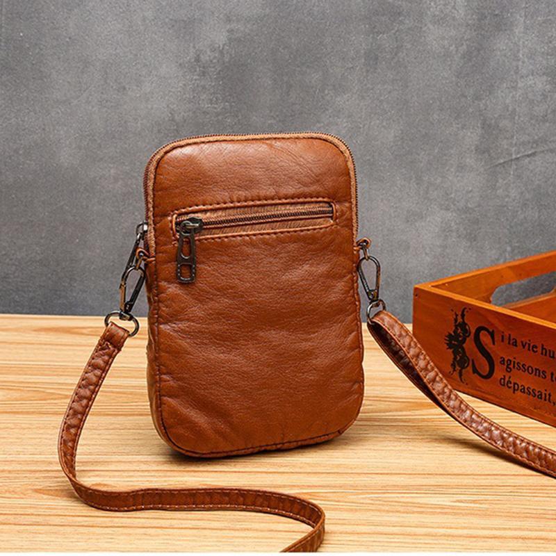Women's Retro Leather Large Capacity Zip-up Waterproof Crossbody Bag mySite