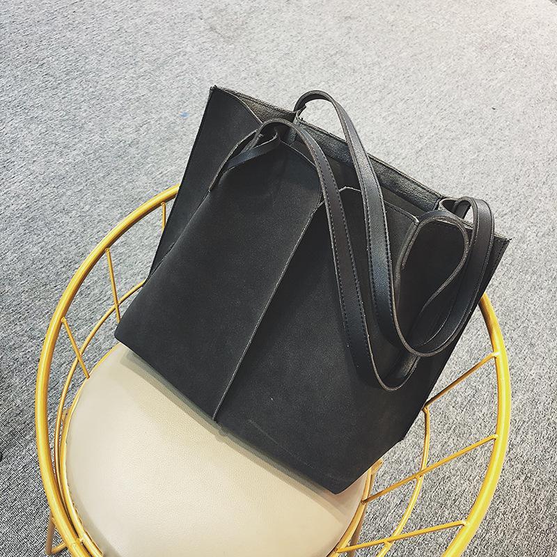 Large Capacity Simple Frosted Bucket Bag mySite