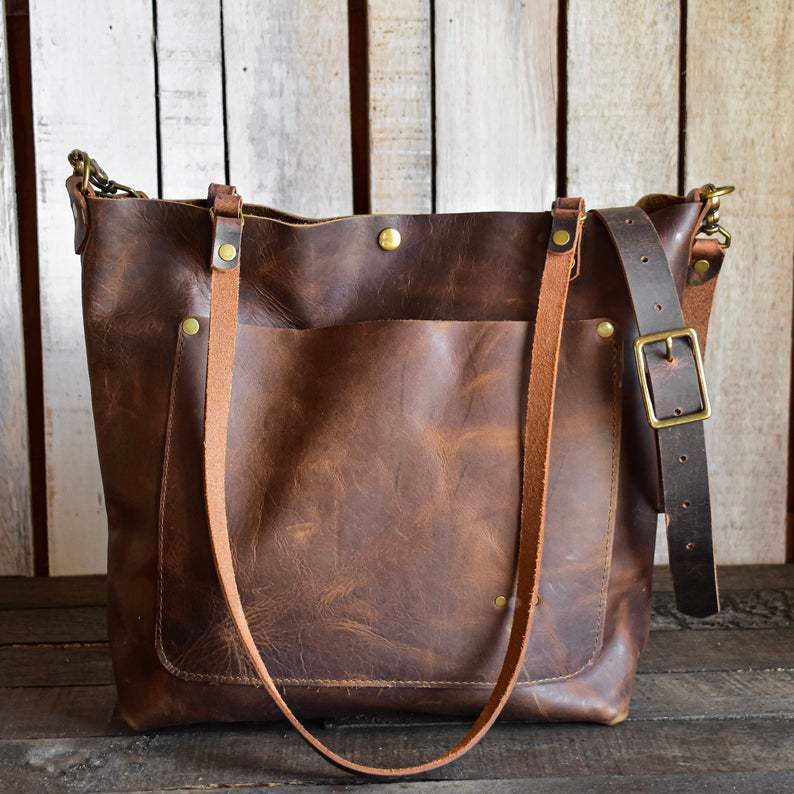 Vintage oil wax leather vegetable tanned large-capacity shoulder bag mySite